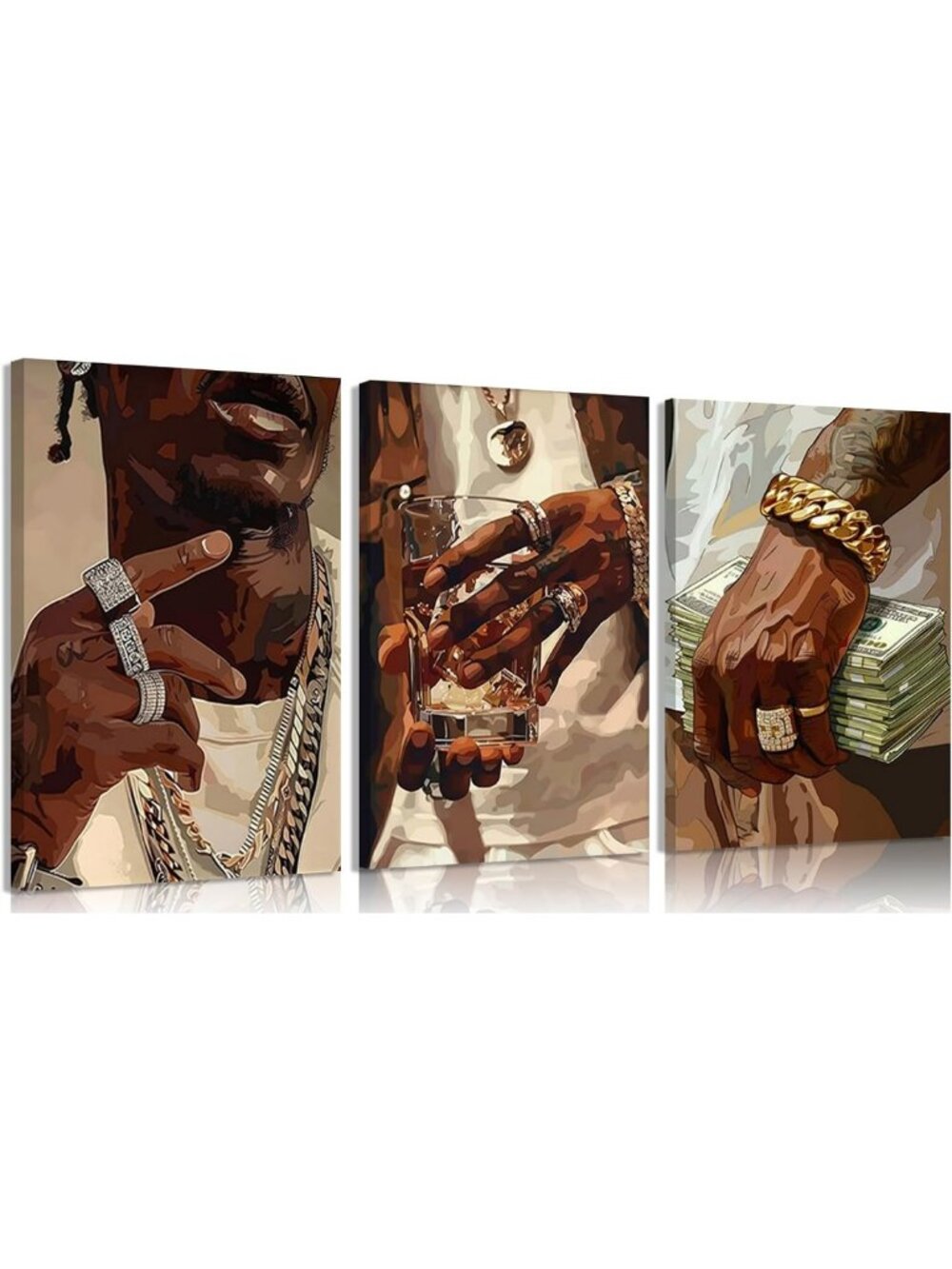 3Pcs Modern African American Canvas Wall Art - Hip-Hop Aesthetic Decor for Teen